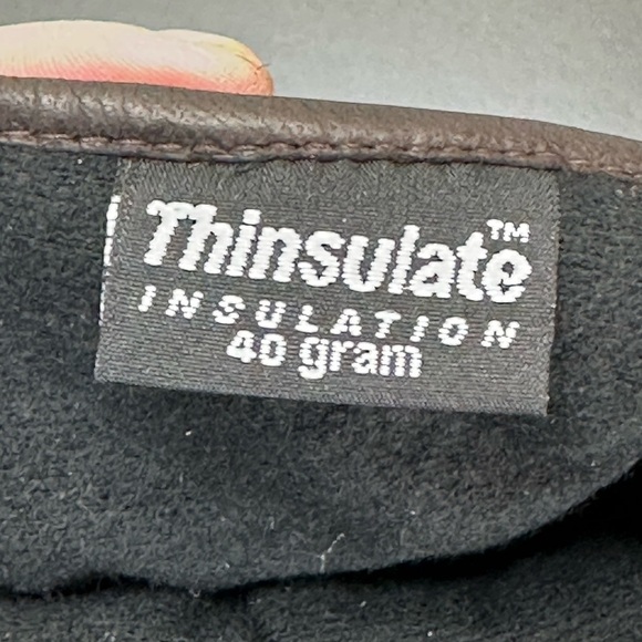 Vtg Brown Leather Suede Gloves Size L Adjustable Thinsulate Insulation 40 Gram - Picture 4 of 7